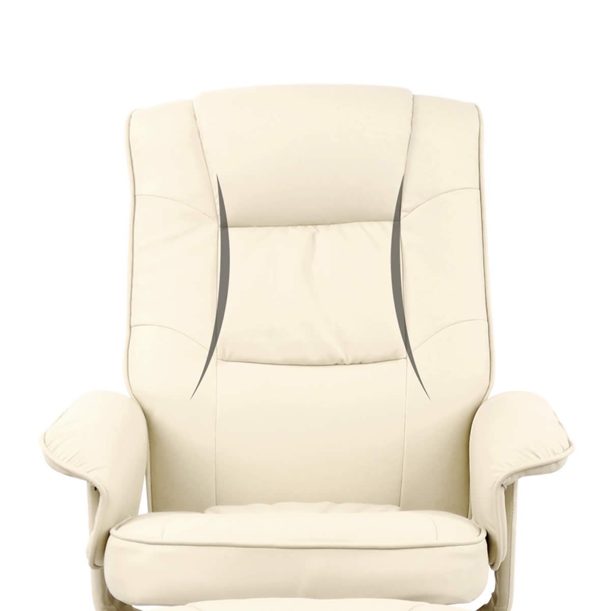 PU Leather Lounge Recliner Chair Ottoman Beige Crazy Sales
