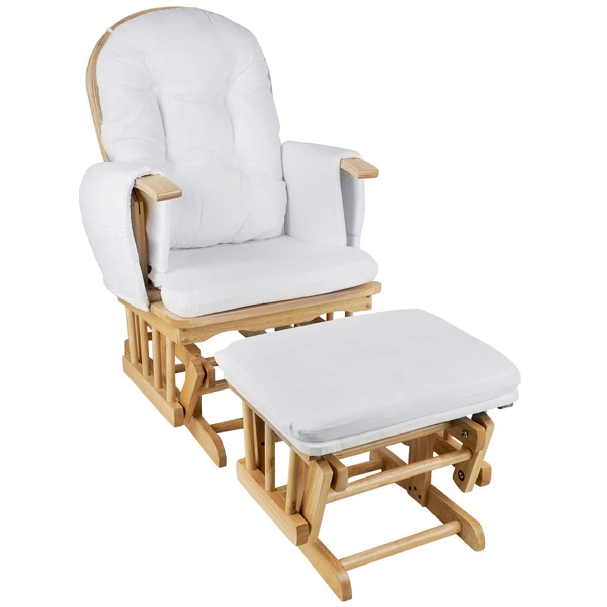 Baby Breastfeeding Sliding Glider Chair with Ottoman - Natural Wood