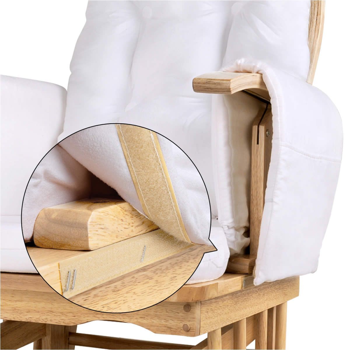 Baby Breastfeeding Sliding Glider Chair with Ottoman Natural Wood