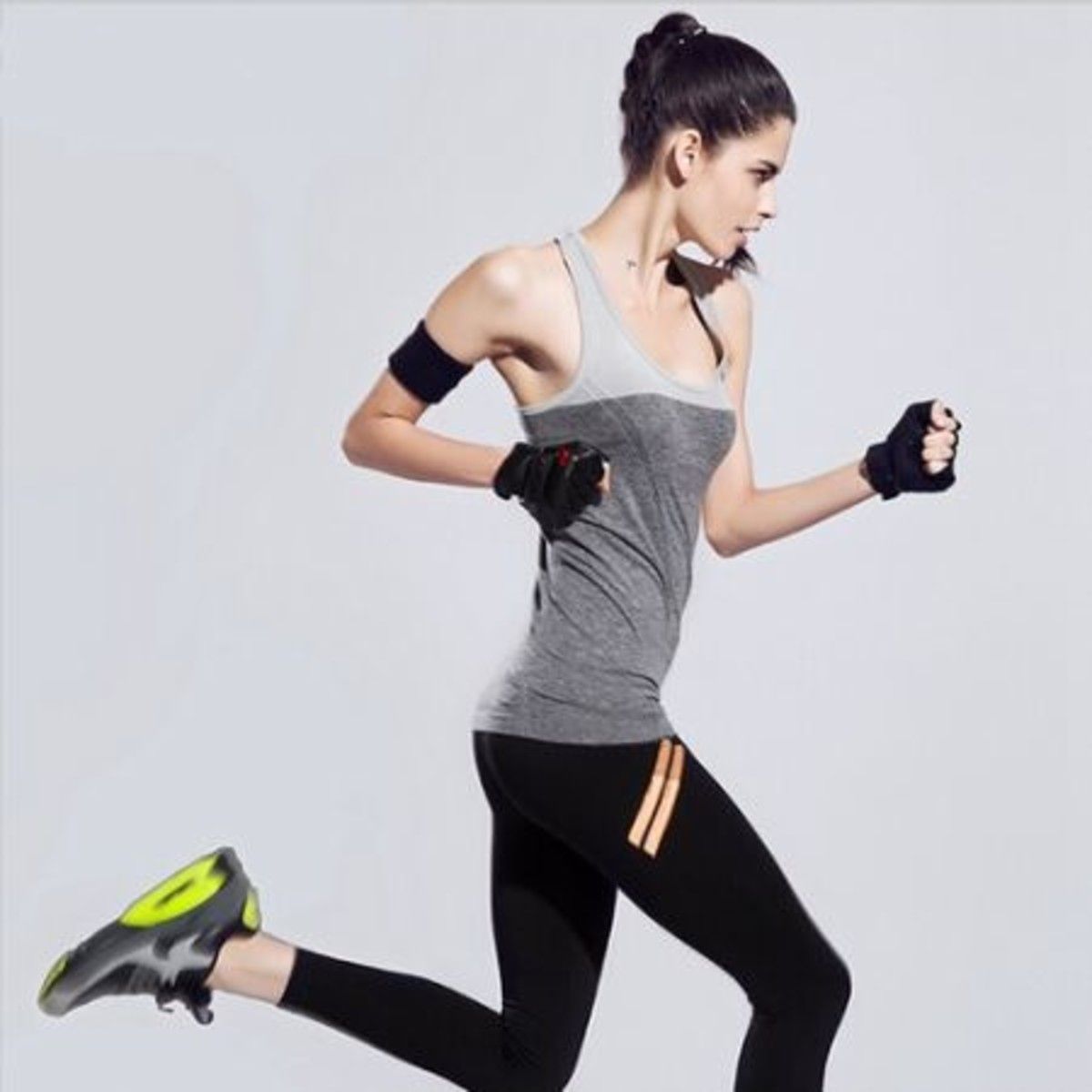 Yoga Outdoor Sports Fitness Running Slim Vest Tank Shirt Gray Size S