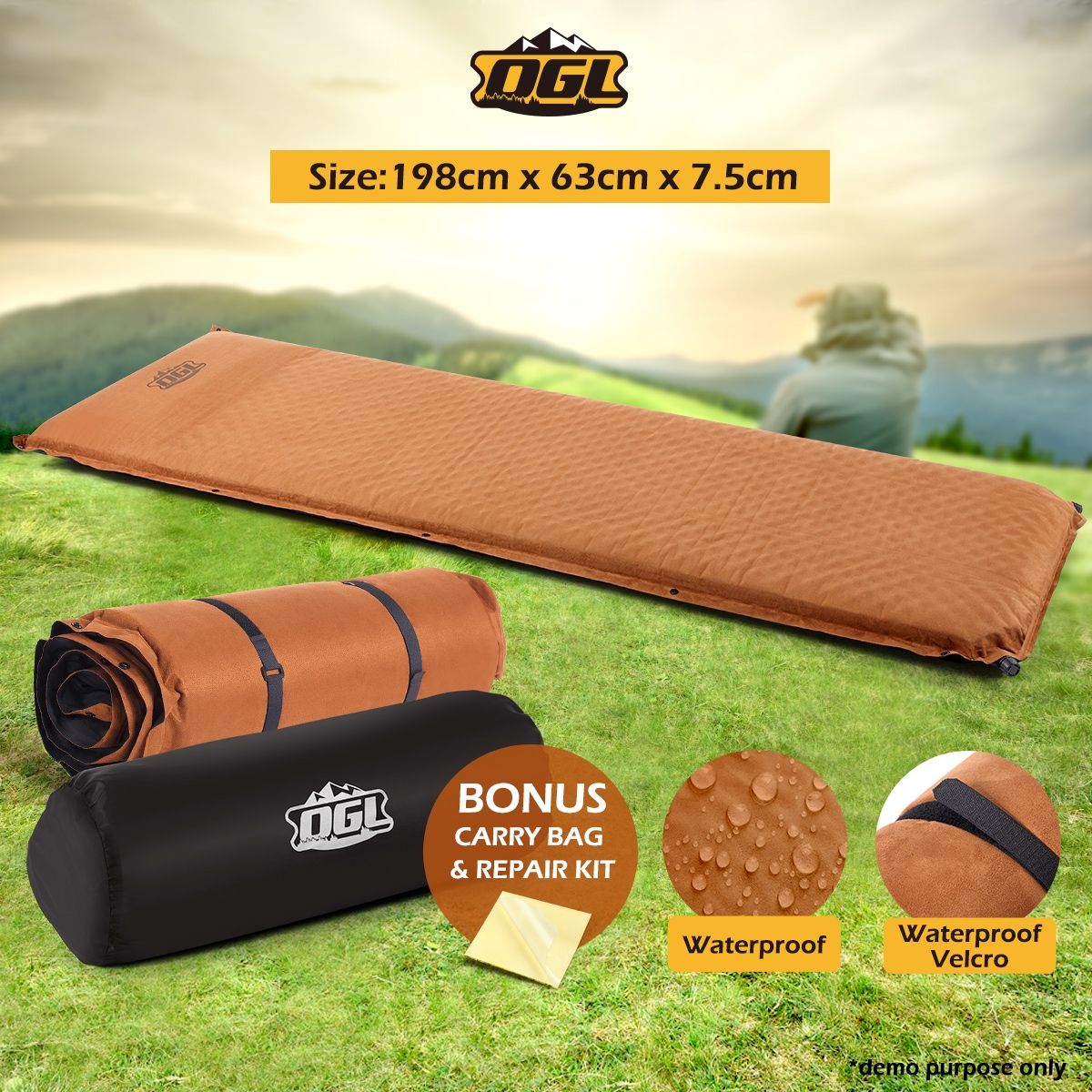 SelfInflating Air Mattress 198cmx63cmx7.5cm