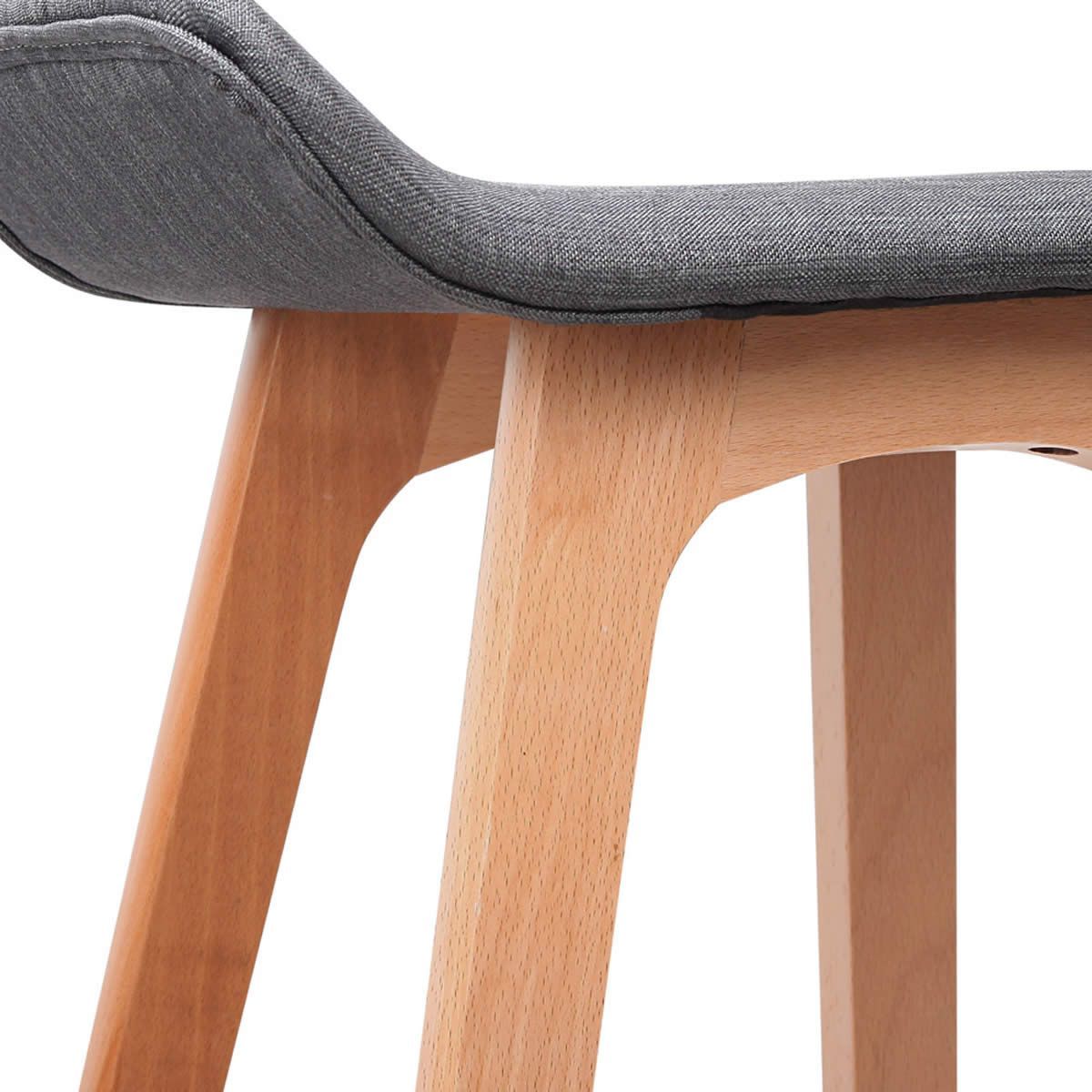 2 x Beech Wood Fabric Bar Stools Black Crazy Sales