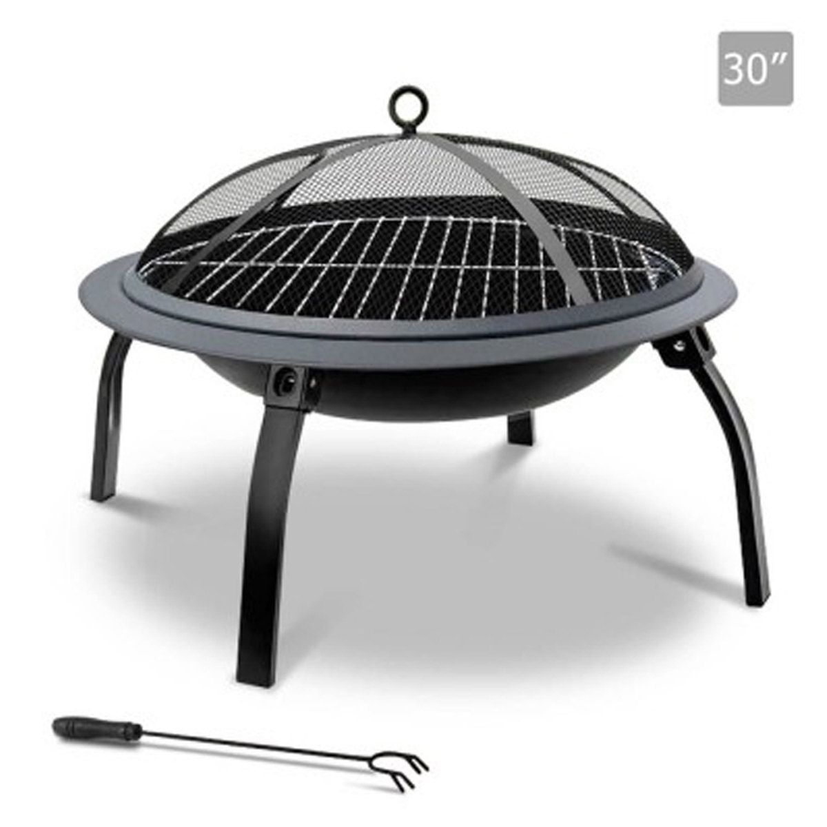 Fire Pit BBQ Charcoal Grill Smoker Portable Outdoor Camping Garden Pits 30"