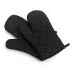 Pair Heat Proof Resistant Gloves Oven Glove Mitt Pot Holder Anti Steam Oven Mitts-Black