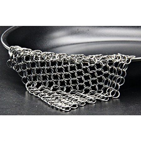 Cast Iron Cleaner XL Inch Stainless Steel Chainmail Grit Scrubbing Easy Use