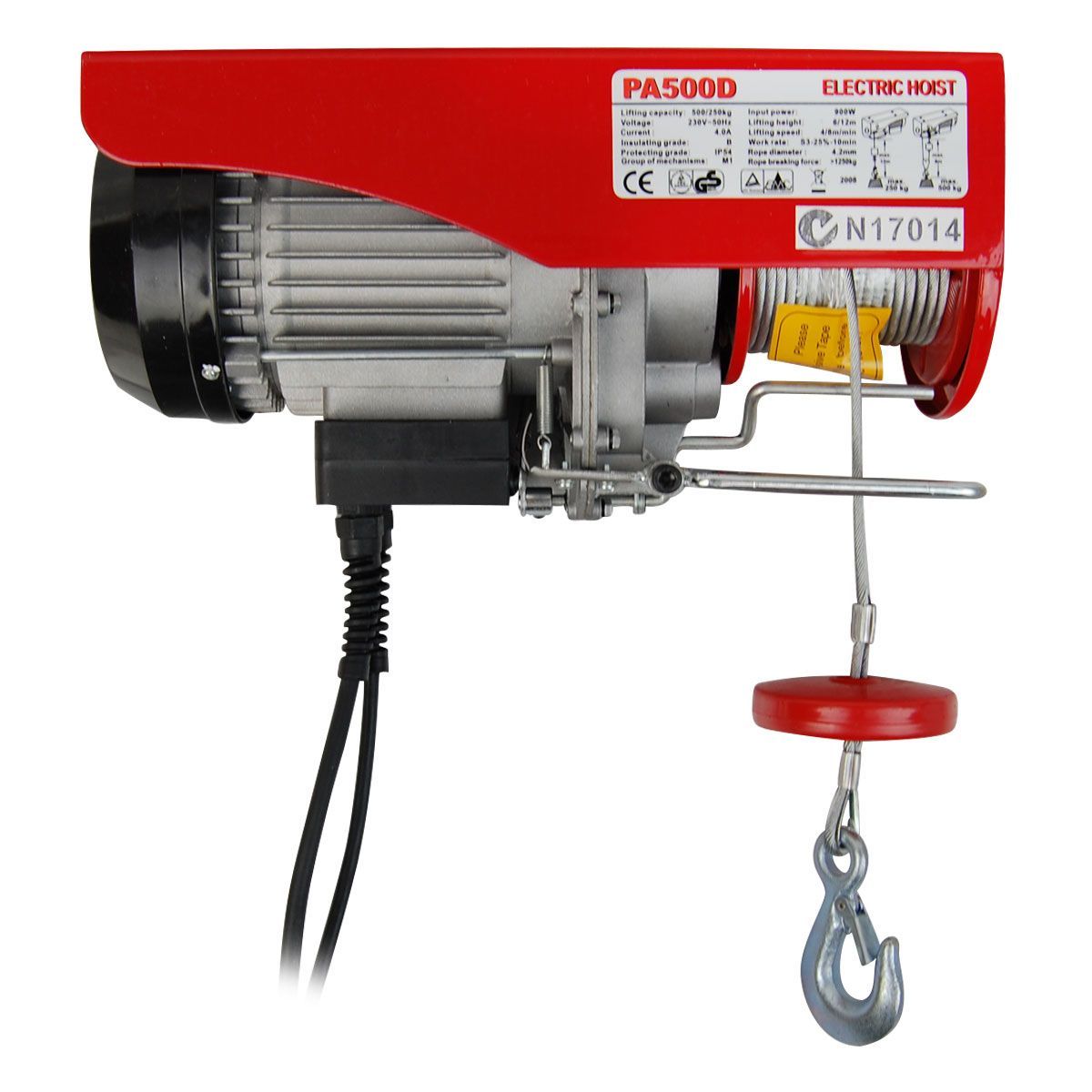 Electric Rope Hoist 250 / 500KG Capacity