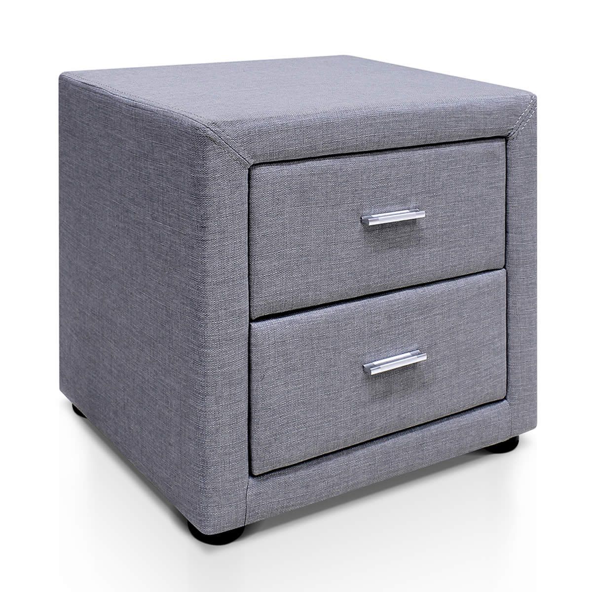 Fabric Bedside Table Grey