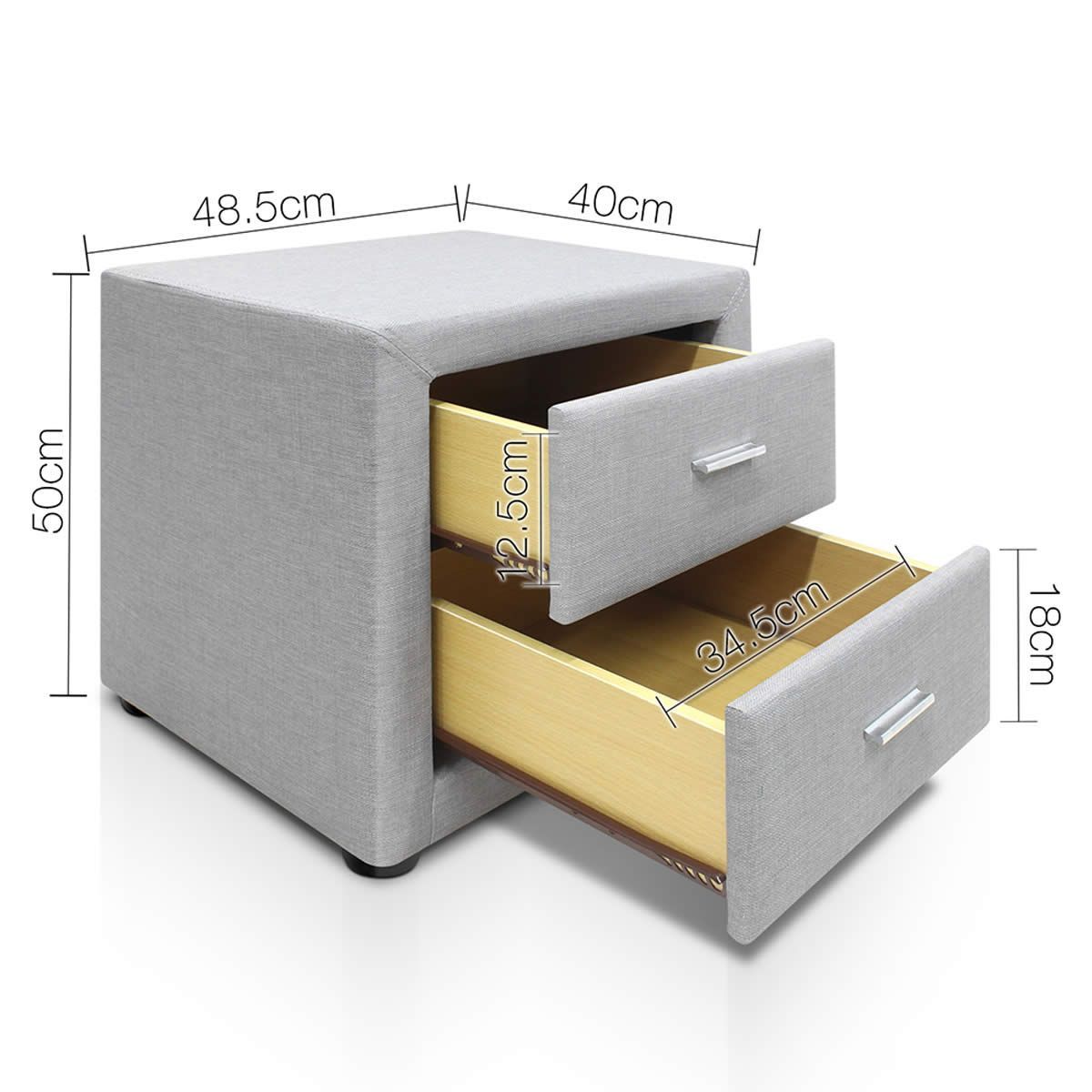 Fabric Bedside Table Light Grey Crazy Sales