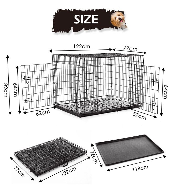 Dog Crate Cat Cage Puppy Crate Rabbit House Kennel with Bed Collapsible