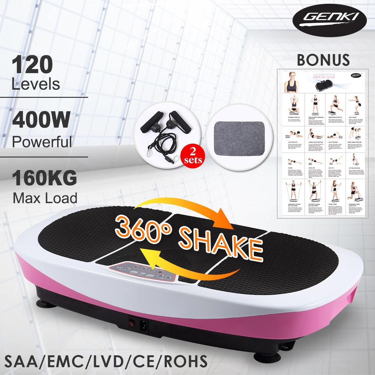 400W Genki 3rd Vibration Machine Whole Body Shaker Platform Crazy Sales