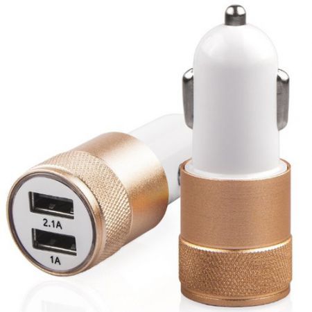 Car Charger 3.1A Dual USB Car Charger Rapid Cellphone Car Charger Auto Power Adapter - Golden