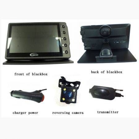 HD720P Black Box Car Digital Video Recorder with 4.3"LCD Dual Cameras + 1*reversing camera