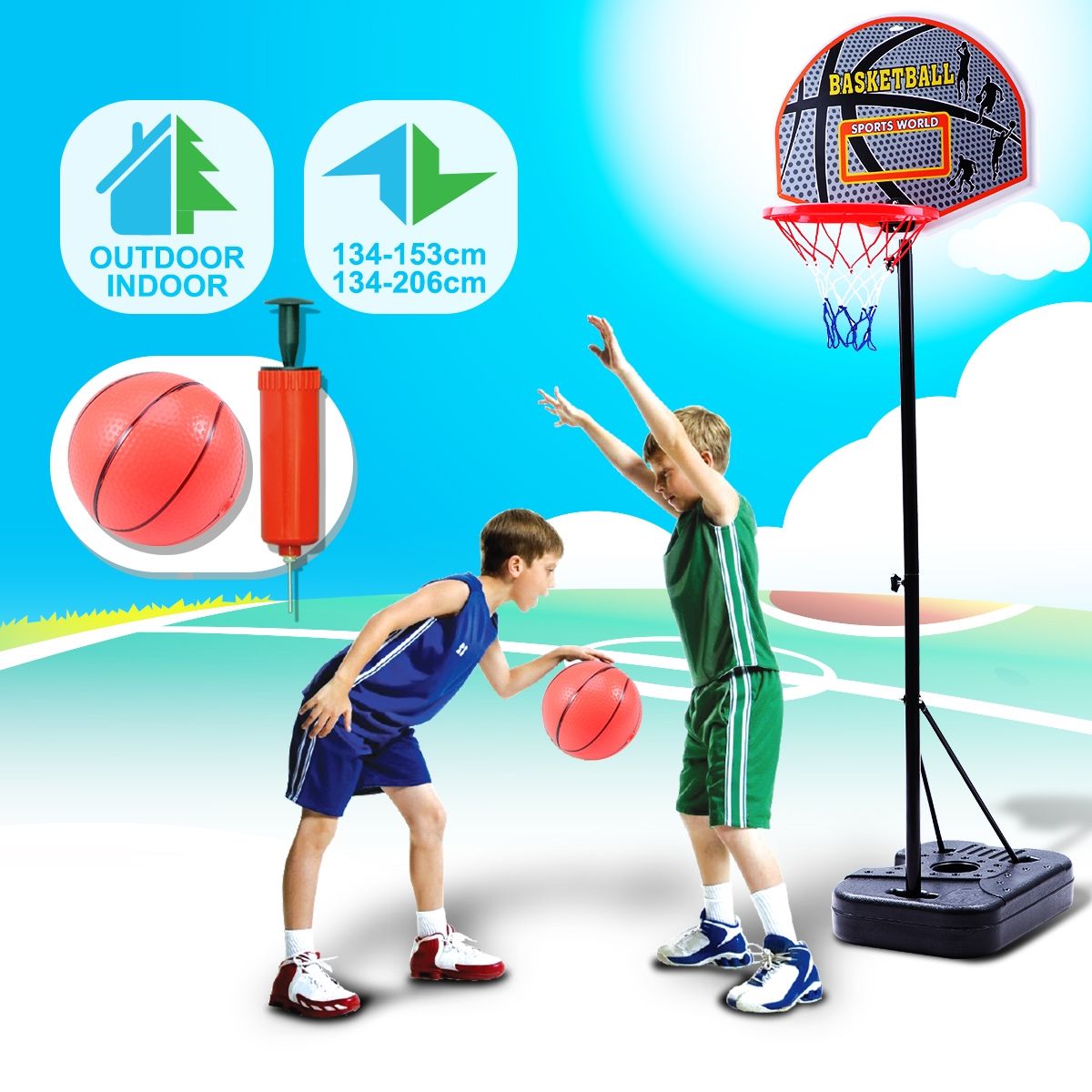 Junior Kids Basketball Play Set Adjustable Heights