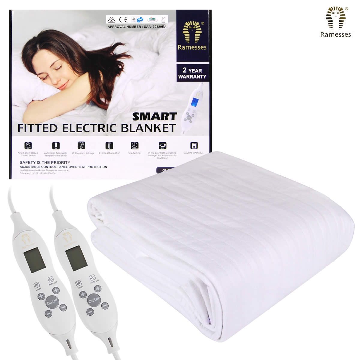 Ramesses Fitted Heated Electric Blanket 40cm Queen