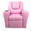 Keezi Kids Recliner Chair Pink PU Leather Sofa Lounge Couch Children Armchair