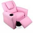 Keezi Kids Recliner Chair Pink PU Leather Sofa Lounge Couch Children Armchair