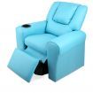 Keezi Kids Recliner Chair Blue PU Leather Sofa Lounge Couch Children Armchair