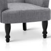 French Provincial Linen Fabric Wing Armchair - Ash Grey