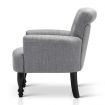 French Provincial Linen Fabric Wing Armchair - Ash Grey