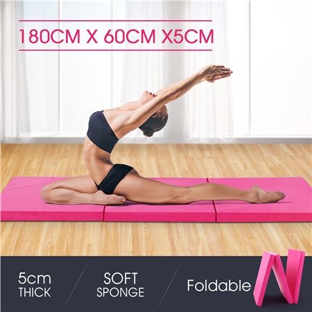 Tri Fold Exercise Floor Mat Pink Crazy Sales