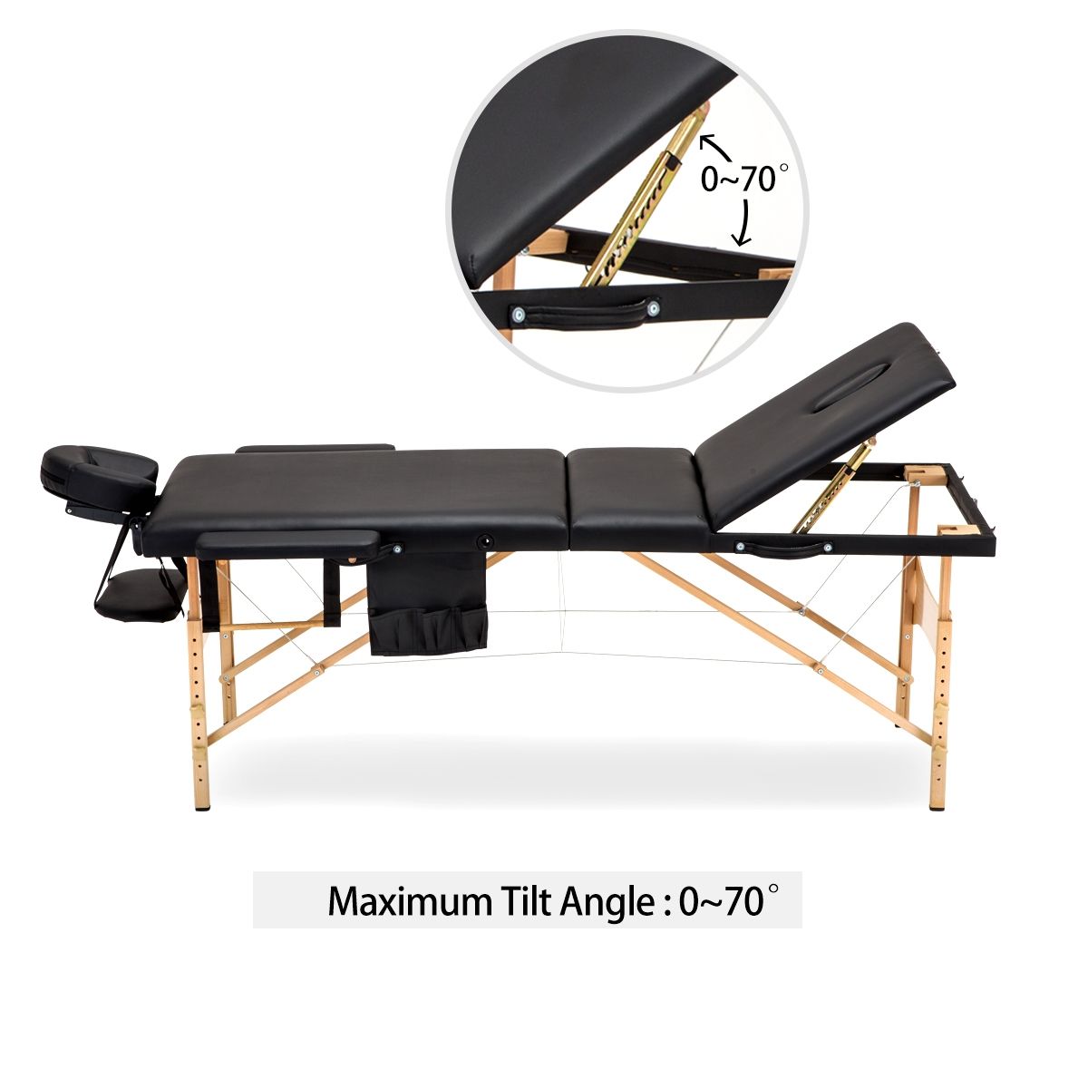 3 fold 75 CM Black Wooden Massage Therapy Bed Crazy Sales