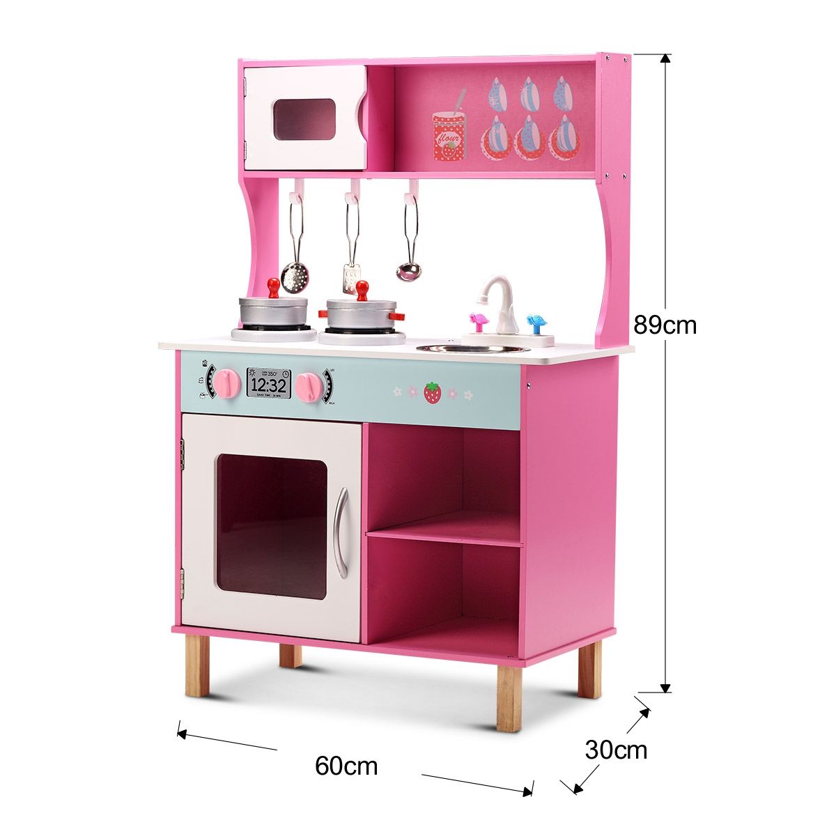 Durable Pink Wooden Toy Kitchen Set with Accessories Crazy Sales
