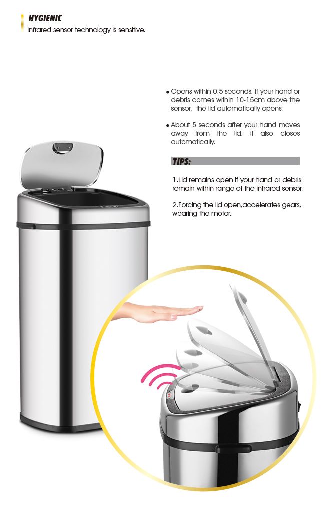 58L Silver Chrome Sensor Operated Touch Less Dust Bin Crazy Sales