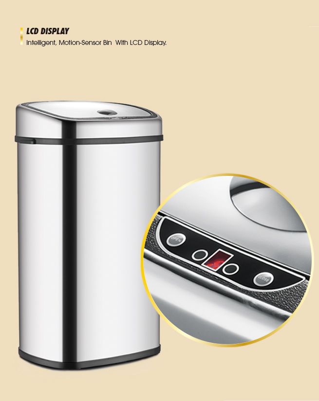 58L Silver Chrome Sensor Operated Touch Less Dust Bin Crazy Sales