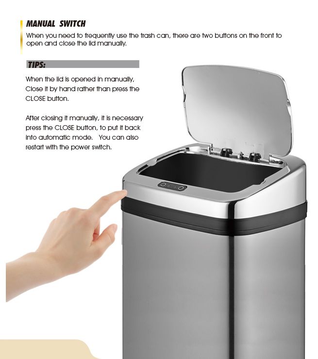 50L Silver Chrome Sensor Powered Waste Bin - BestDeals.co.nz