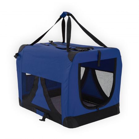 Portable Soft Dog Cage Crate Carrier L BLUE