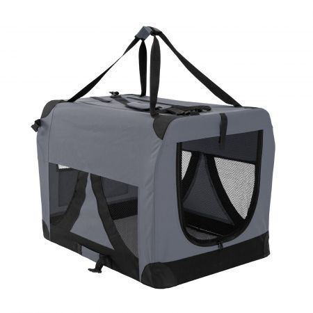 Portable Soft Dog Cage Crate Carrier L GREY