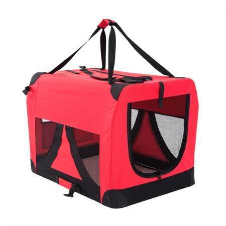Portable Soft Dog Cage Crate Carrier L RED