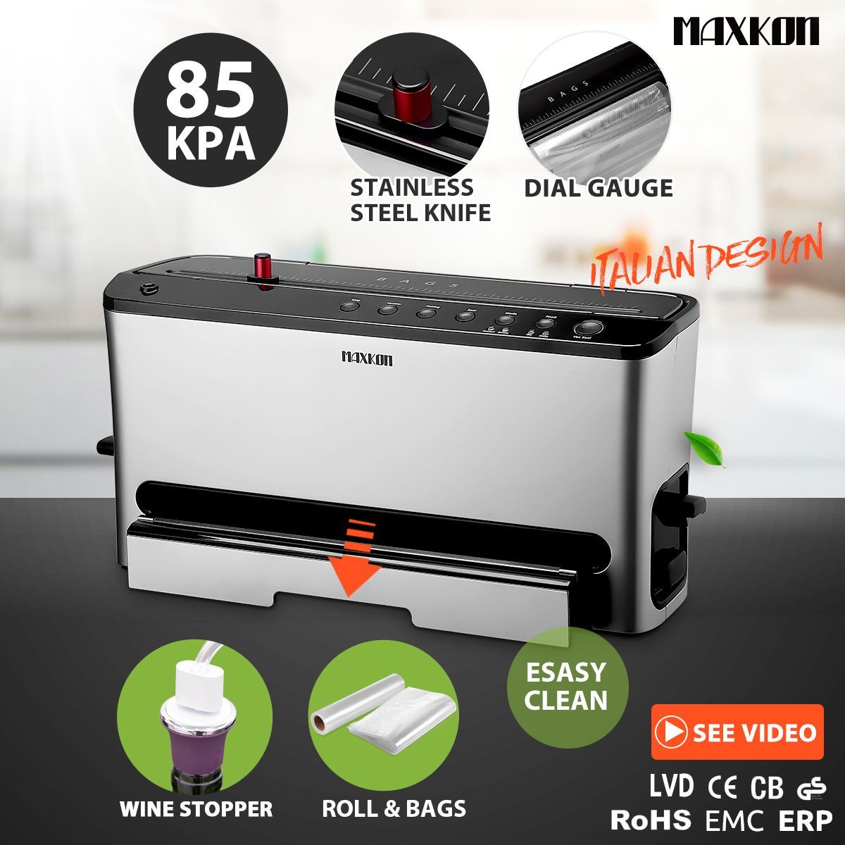 Maxkon Vertical Vacuum Sealer Food Saver Vacuum King