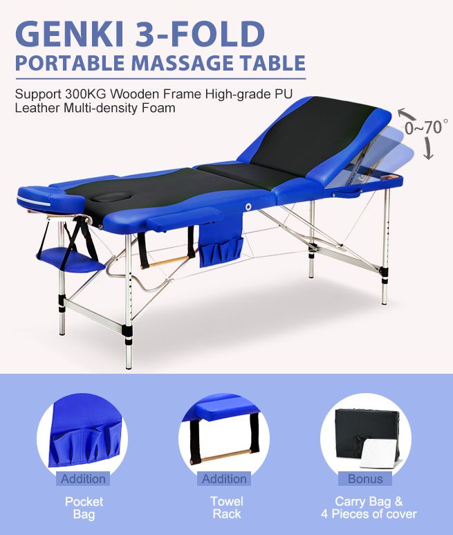 75 CM Black and Blue Aluminum Massage AND Therapy Bed | Crazy Sales