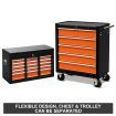 Black & Orange 14 Drawers Storage Tool Box with Ball Bearing Sliders