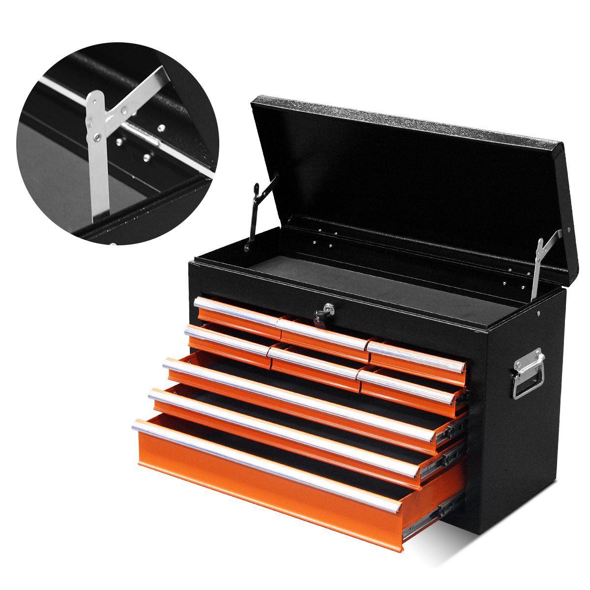 Black & Orange 14 Drawers Storage Tool Box with Ball Bearing Sliders