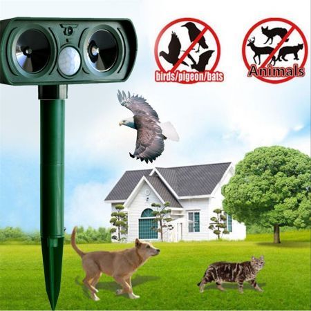 Ultrasonic Solar Power Cat Dog Repeller Outdoor Garden Infrared Sensor Animal Scarer