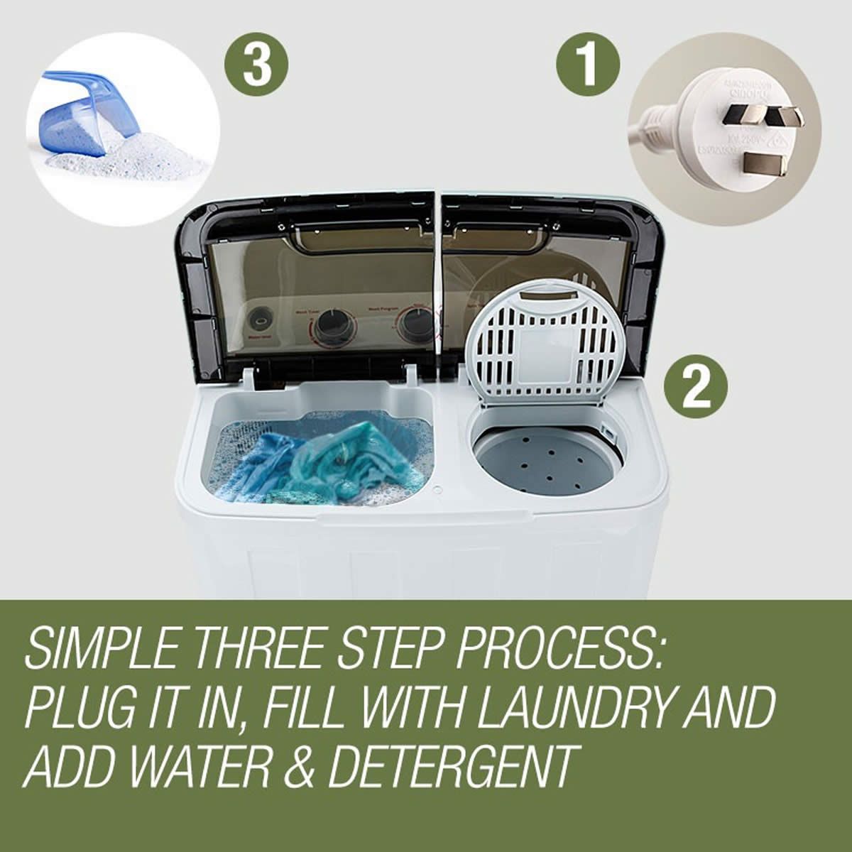 Gecko 5.5kg Twin Tub Portable Washing Machine for Camping Crazy Sales