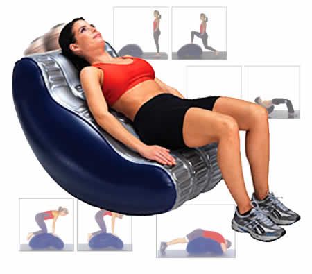 Super Crunch Bean Shaped Exercise Fitness Workout Ball with Free Pump