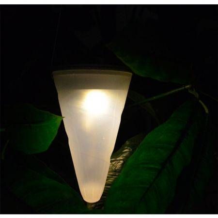 Solar Power Outdoor Garden Tree Landscape LED Cone Shape Pendant Light Lamp-Warm White