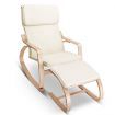 Artiss Rocking Armchair Bentwood Frame With Foot Stool Beige
