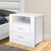 Artiss Bedside Table 2 Drawers with Shelf - TARA White