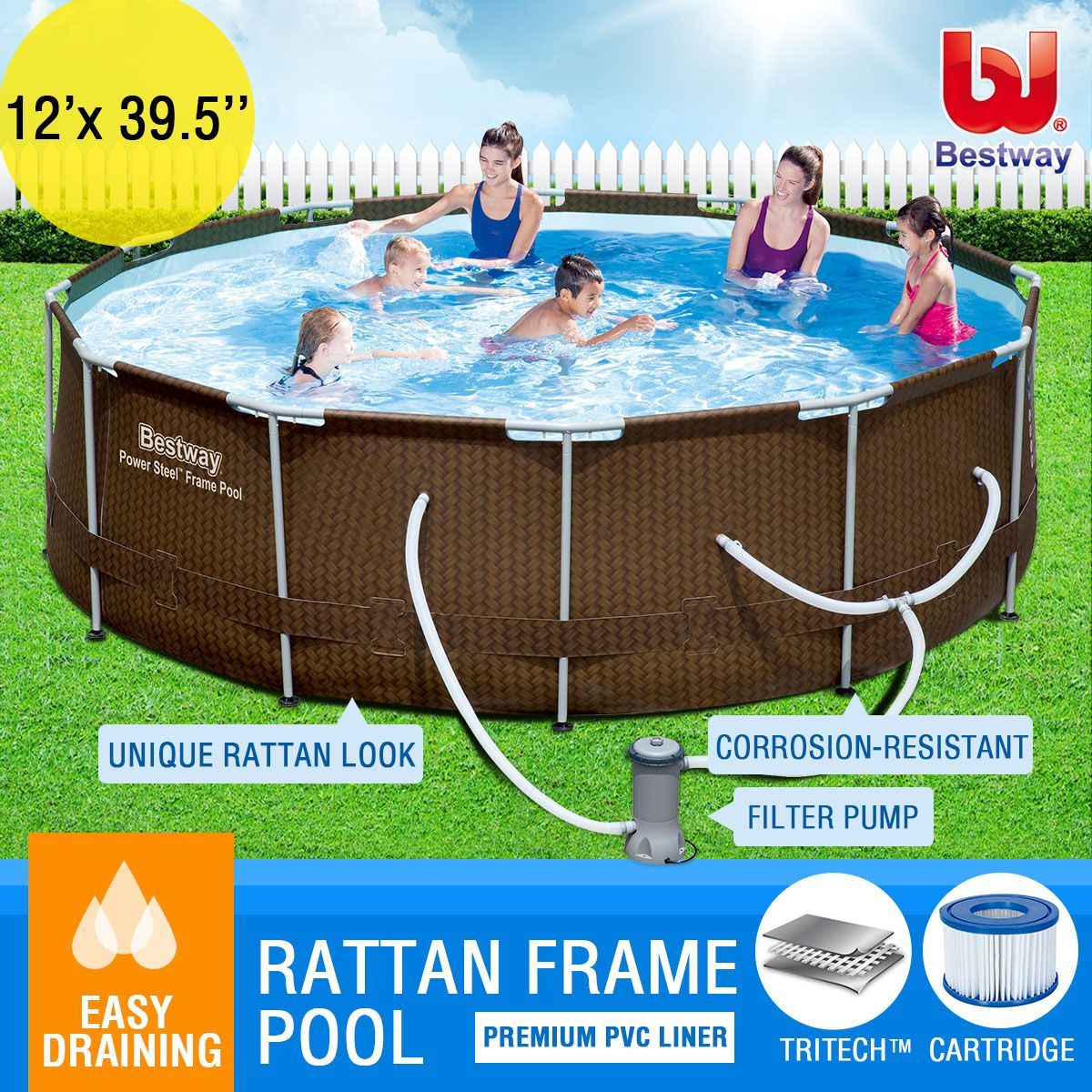 Bestway Swimming Pool Outdoor Water Play Rattan Style
