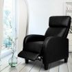 Faux Leather Armchair Recliner - Black