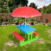 Kids Picnic Table Outdoor Multi-Colour Set with Umbrella