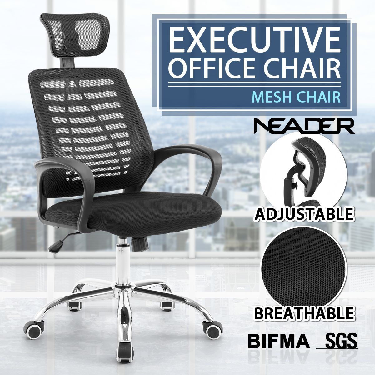 Executive Office Boardroom Computer Chair with Mesh Cushions and Armchair