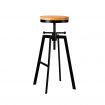 Artiss Adjustable Height Swivel Bar Stool - Black and Wood