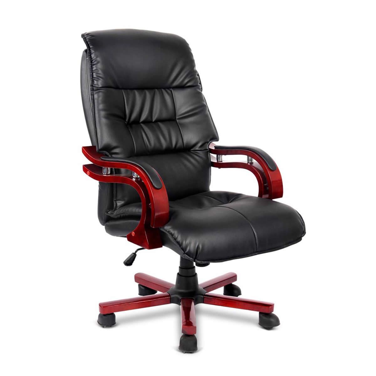PU Leather and Wood Deluxe Office Chair
