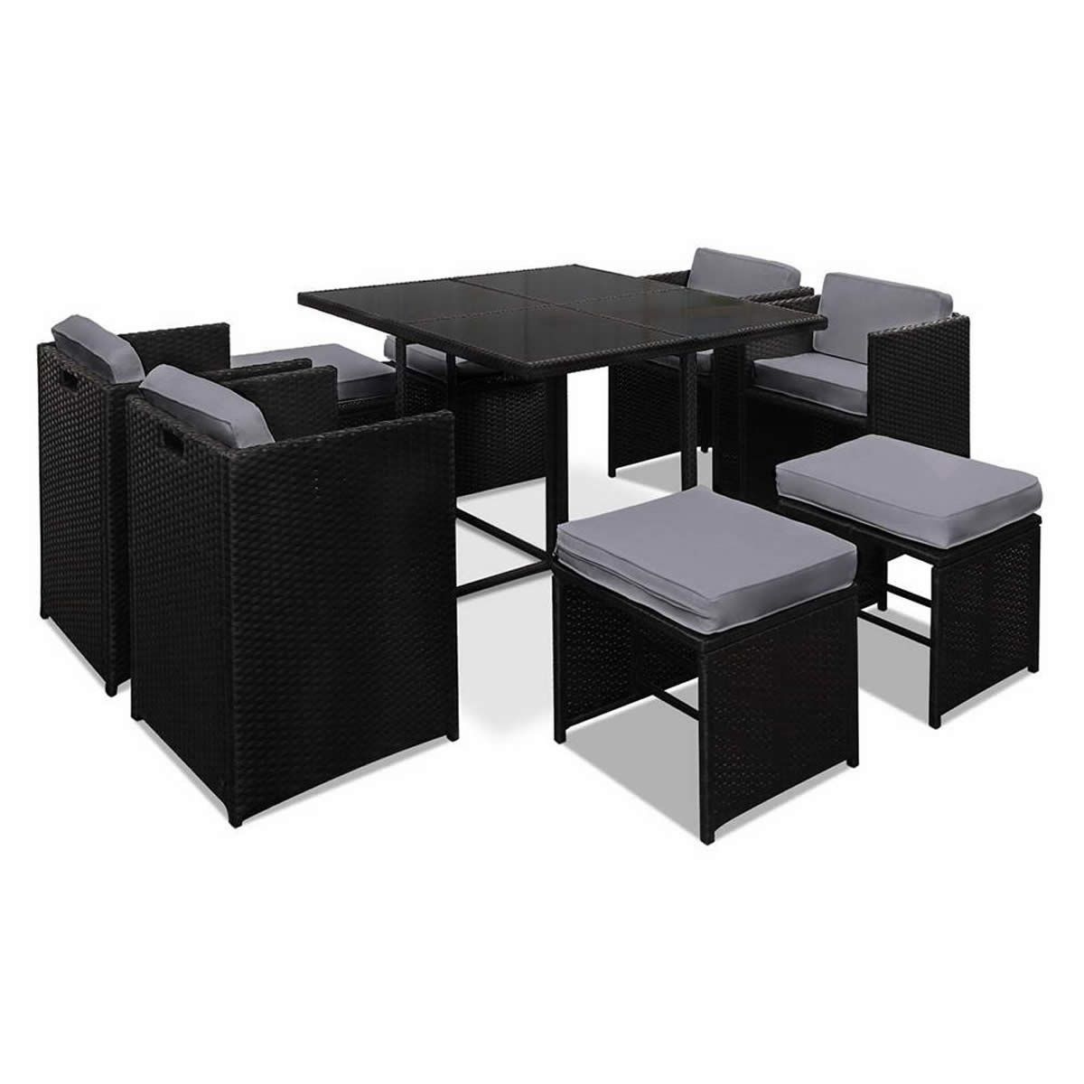 Hawaii Dining 9 Seater Set - Black and Grey