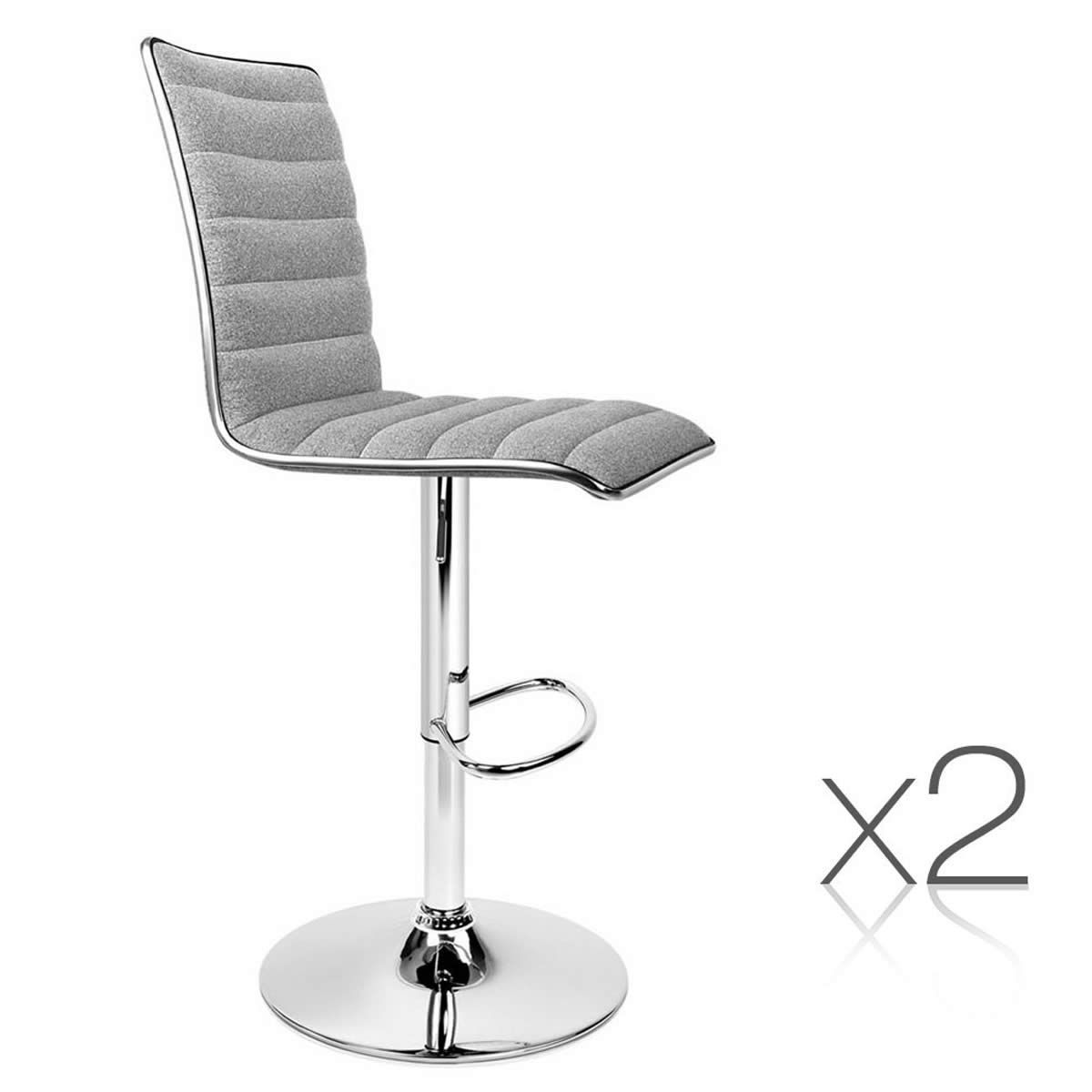 Set of 2 Fabric Bar Stools Grey Crazy Sales